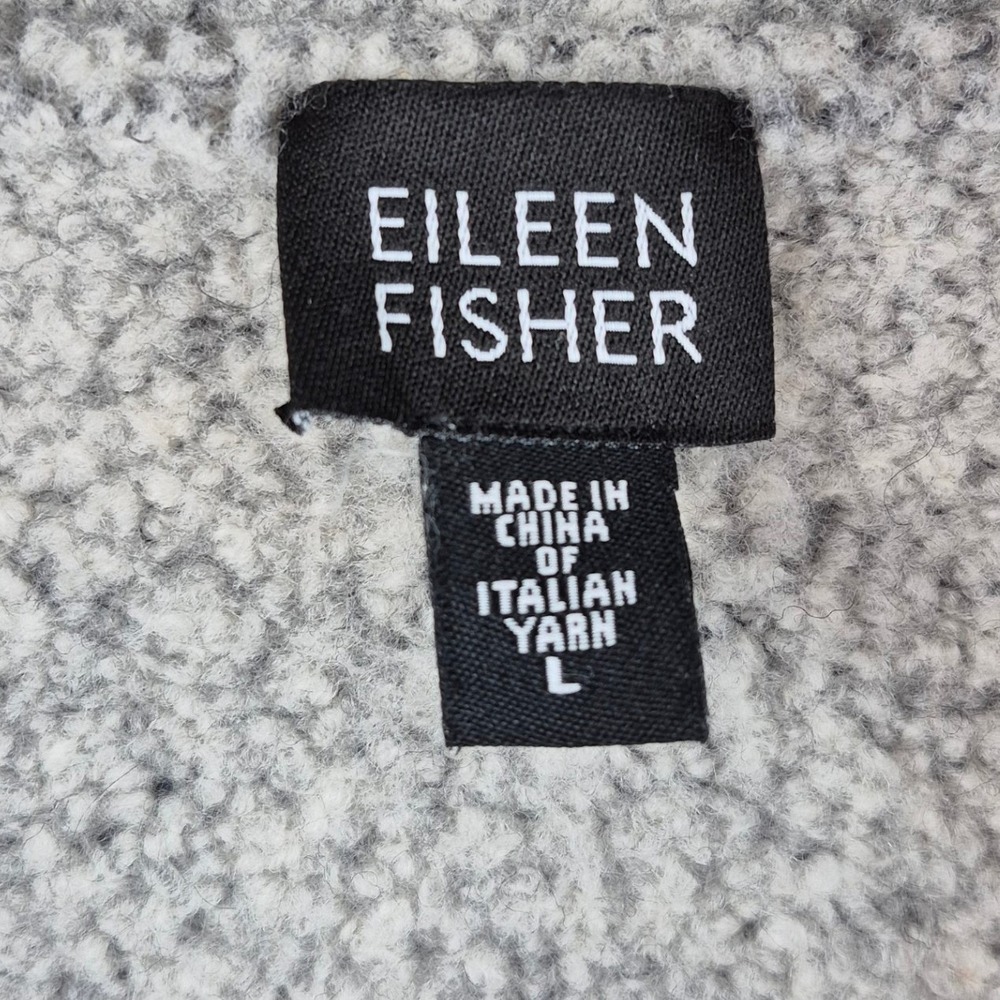 Eileen Fisher Cardigan Women's L Gray‎ Knit One Pocket Minimalist Italian Yarn - Picture 2 of 9